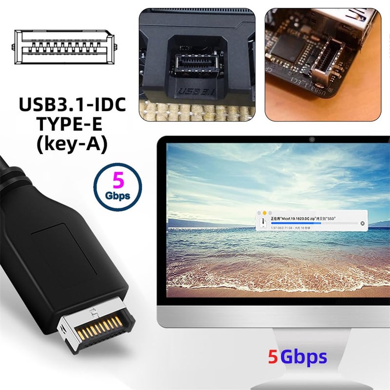 Cablecc 5Gbps Single 19/20Pin Header to USB 3.0 20Pin & Type-E Dual Ports Female PCBA Type Adapter Splitter 1 to 2 HUB - Image 4
